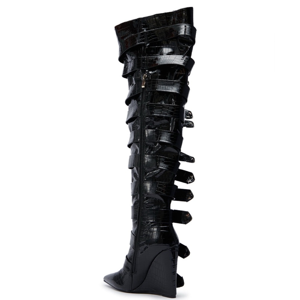 NWT Azalea Wang Black Strappy Women's Boots 10 - Picture 6 of 10